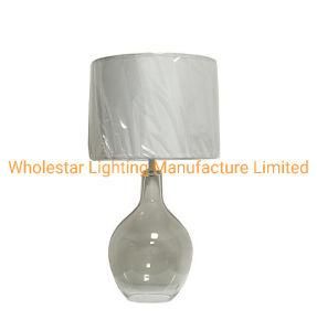 Glass Table Lamp with Fabric Shade (WHT-697)