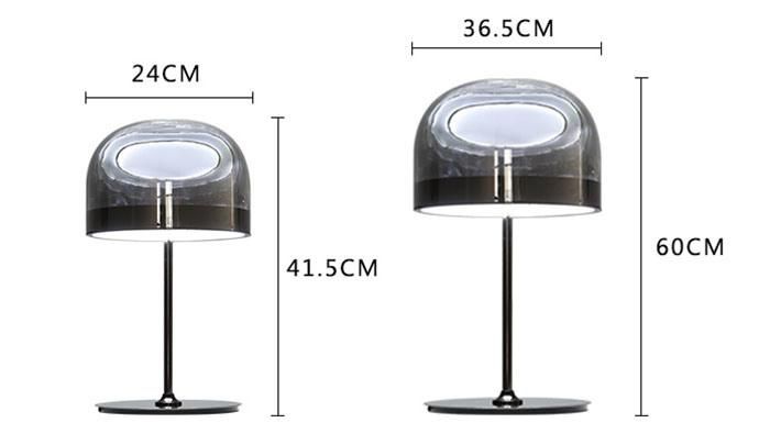 Modern Contemporary Rose Gold Metal LED Desk Table Lamp Light in Glass Shade