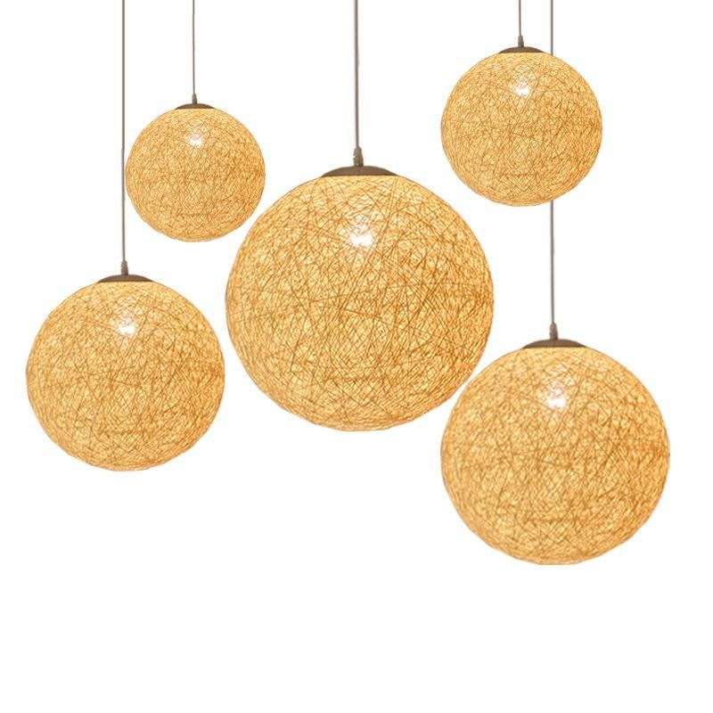 Rattan Hemp Ball Restaurant Modern Minimalist Casual Mood Chandelier Clothing Store Bar Bedroom Lamp Hemp Rope Chandelier