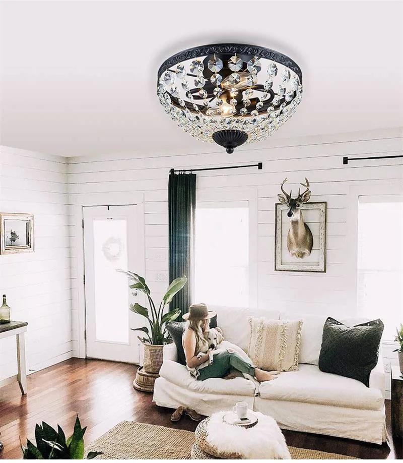 LED Simple Decorative Light European-Style Hotel Lobby Living Room Crystal Ceiling Lamp