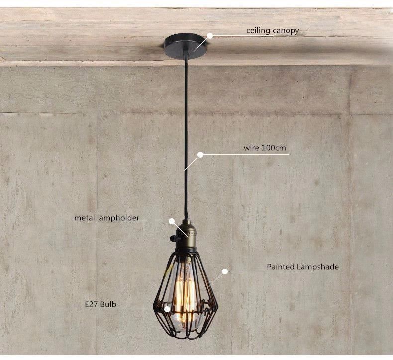 Bar Restaurant Decorative Lamp Simple Cage Shade Pendant Light E27 Light Holder