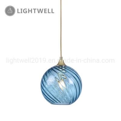 Decorative Blue hanging light Glass lampshade Modern Pendant Lamp
