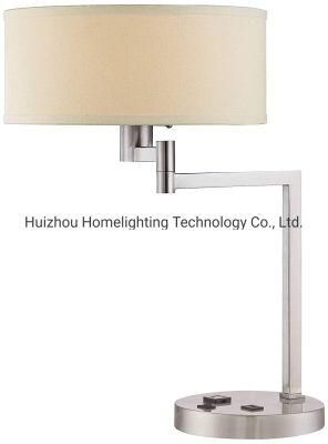 Jlt-Ht06 Swing Arm Nickel Table Lamp with USB Port Outlet