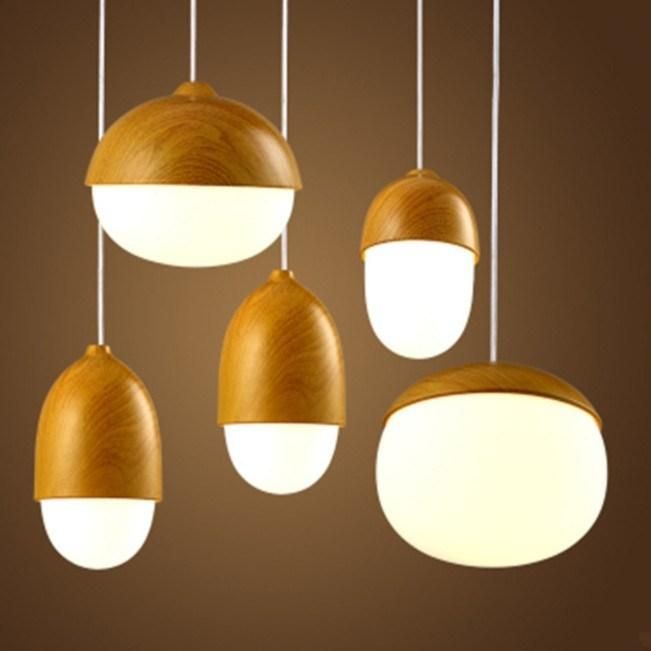 Nordic Glass Wooden Pendant Lamp Modern Bedroom Decorative Hanging Lighting
