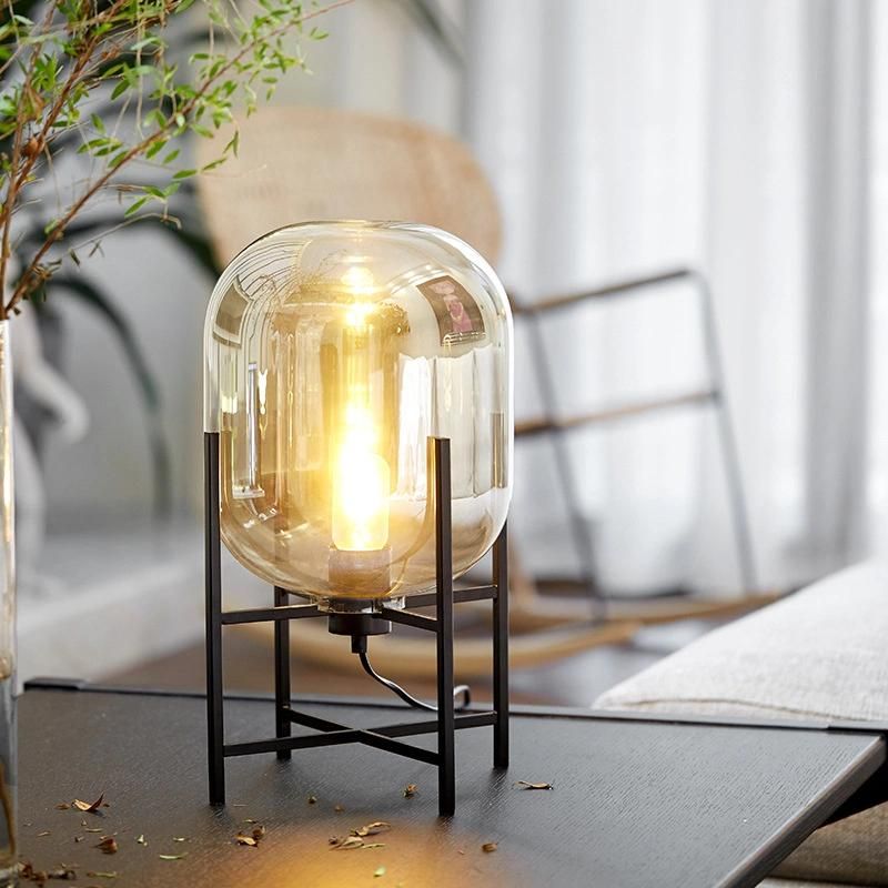 Home Deco Lighting Fixtures LED Living Room Bedroom Smoke Gray Glass Standing Lamp (WH-MFL-28)