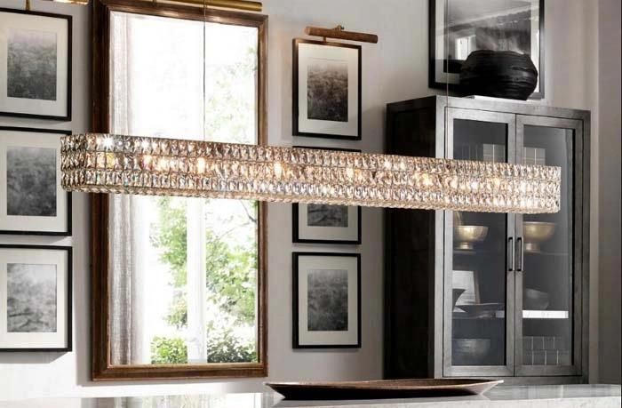 Modern Rectangle Clear K9 Crystal Chandelier, Fit for Dining Room, Living Room and More