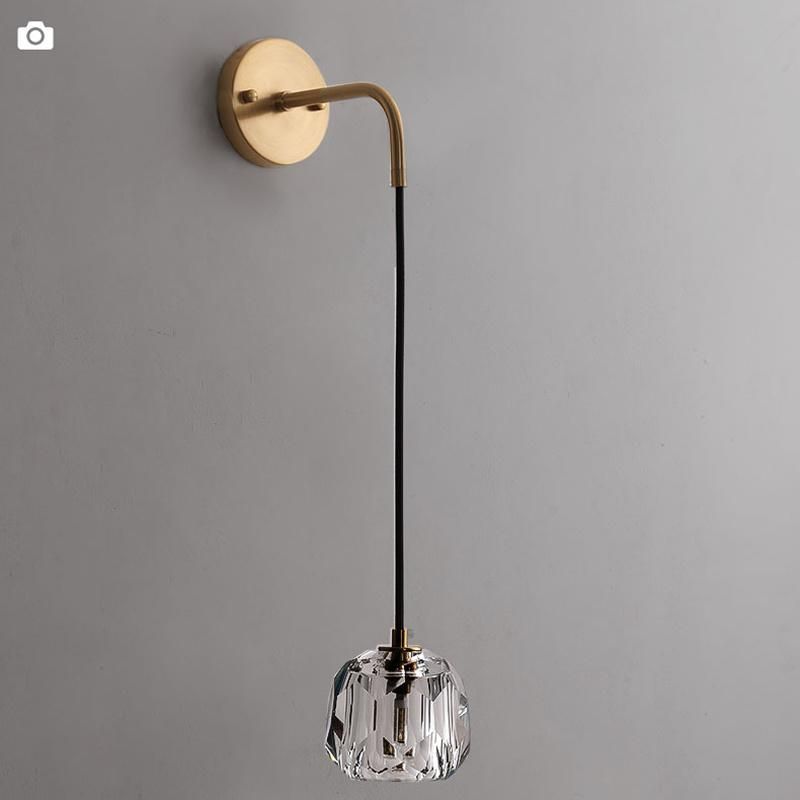 Light Luxury Crystal Light LED Bedroom Bedside Lamp Warm Background Wall Lamp