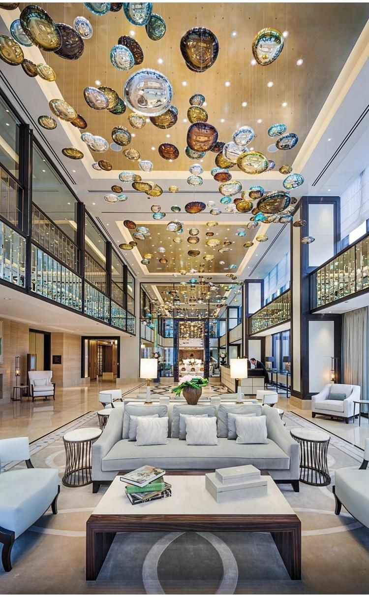 Glass Stone Lamp Decorative Villa Exhibition Hall Commercial Stair LED Custom Chandelier Light