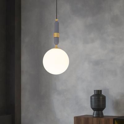 Modern White &amp; Gold Glass Hanging Pendant Lamp for Bedside, Kitchen, Restaurant