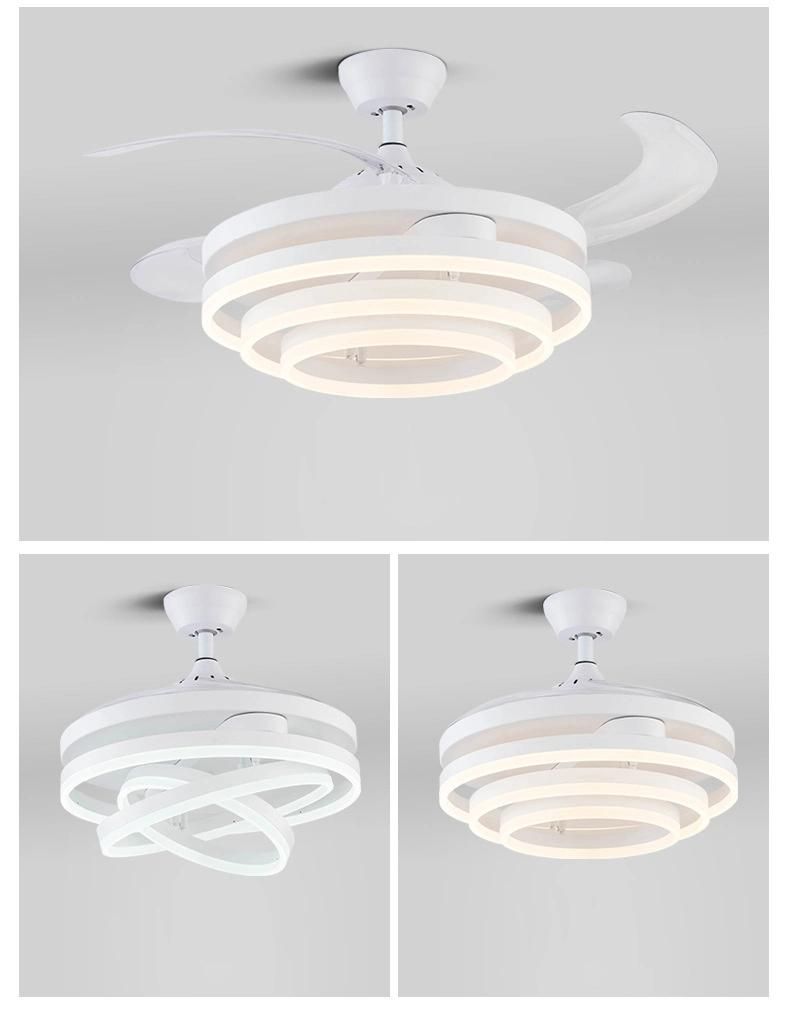 Modern Energy Saving White Invisible LED Ceiling Fan with Lamp Restaurant