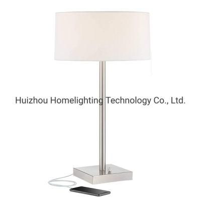 Jlt-Ht66 Simple Table Lamp with USB and AC Power Outlet in Base for Living Room Bedroom Bedside Nightstand