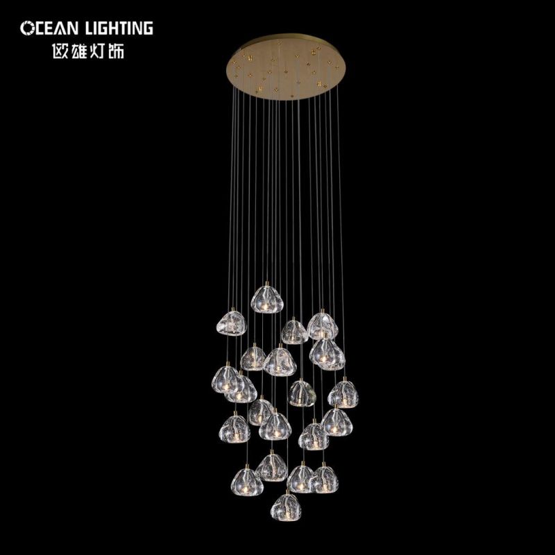 Golden Warm Lighting 3000K Spherical Metal 22*3W Crystal Chandelier Luxury