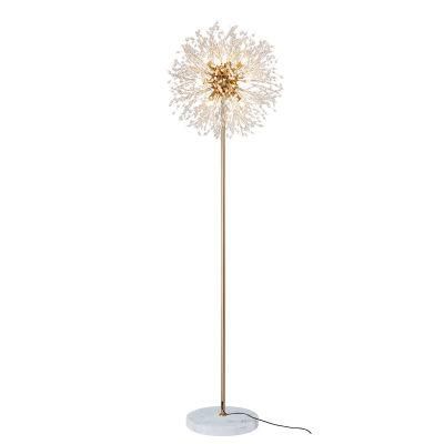 Modern Crystal Floor Light LED G9 Nordic Gold Dandelion Chandelier Standing Lamp for Bedroom Indoor Living Room Light Fixture