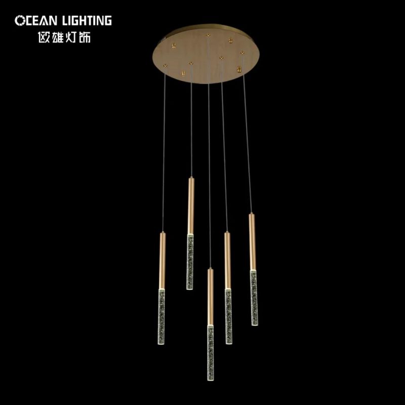 Indoor Cylinder Warm Lighting 3000K Metal Crystal 3W Chandelier