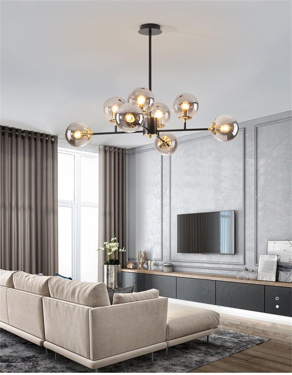 Nordic LED Chandelier for Living Room Dining Kitchen Gold Modern Ball Ceiling Hanging Lamp in The Hall Loft Home Light Fixture