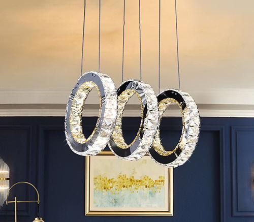 Home Lighting Pendant Lamp Indoor Modern Crystal Light 5 Circle for Room Decorative