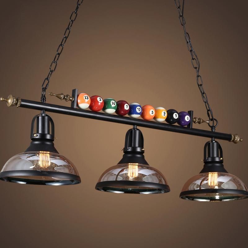 Vintage 3 Lights Light Metal Pendant Lamp with Glass Shade for Special Billiard Antique Pendant Light (WH-VP-86)