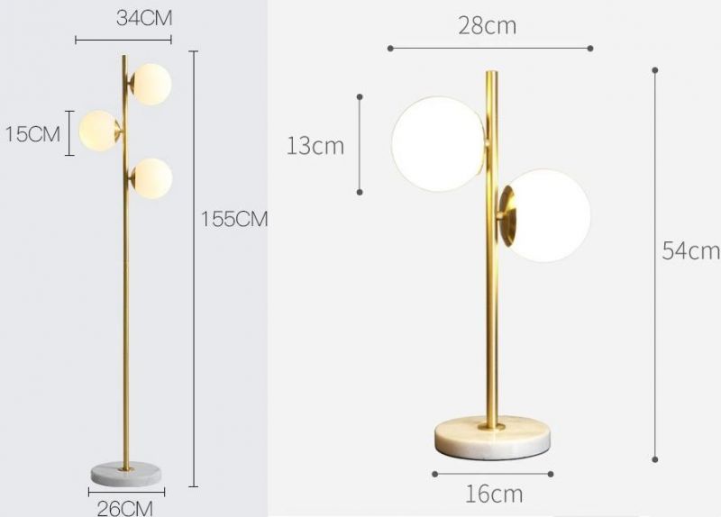 Hotel Projects Golden Metal Glass Ball LED Table Lamp and Floor Lamp Zf-Cl-030
