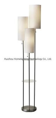 Jlf-426 Nickel 3-Light Floor Standing Lamp with Acrylic Shelves