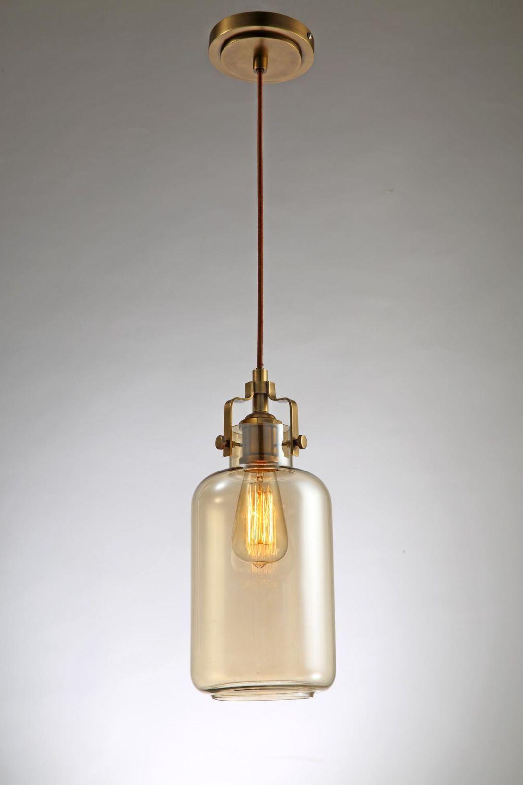 Vintage Farmhouse Decor Pendant Light Retro Amber Glass Industrial Chandelier Lights Fixture for Restaurant Home Bar Dining Room Kitchen Home Living Room