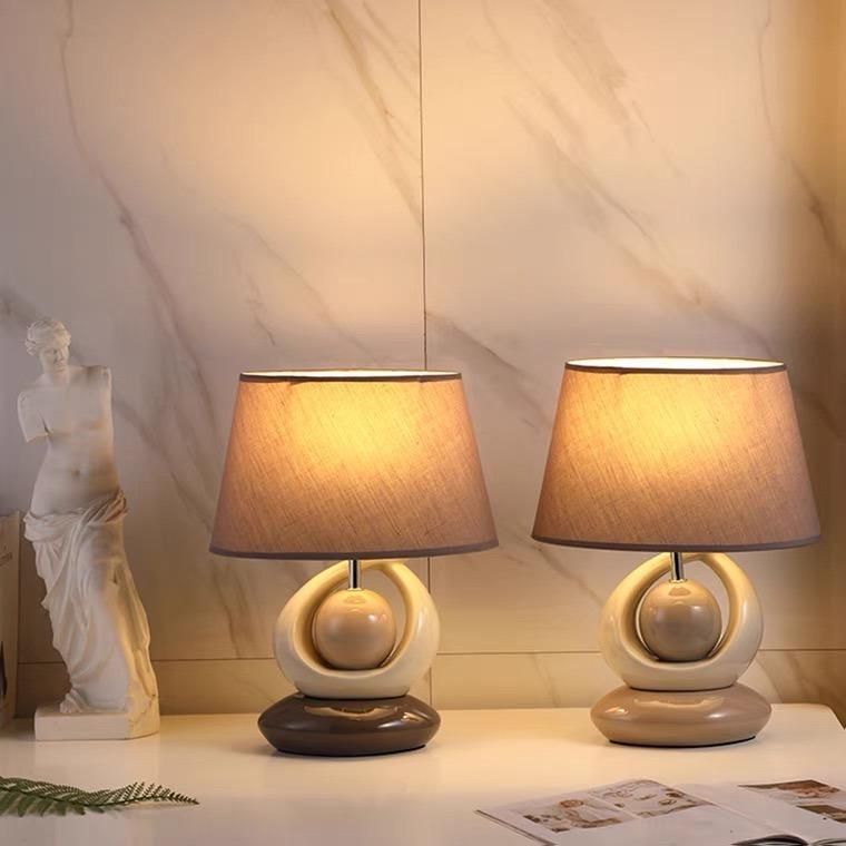 European Style Incandescent Lamp Living Room Simple Bedside Lamp Energy Saving Lamp Desk Lamp American Style Decoration Household Desk Study Bedroom
