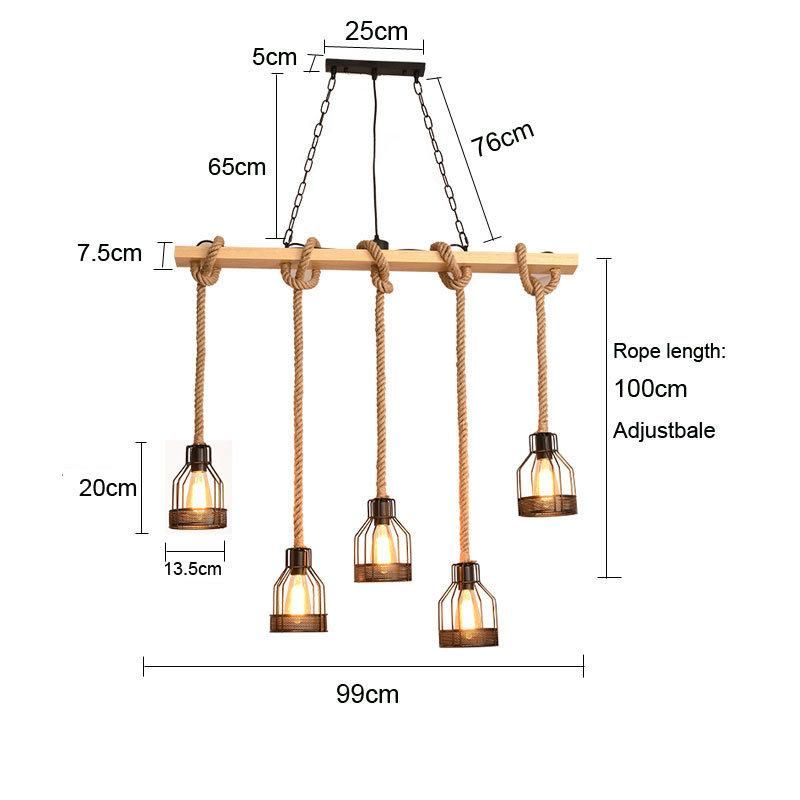 Loft Pendant Lamp Dining Room Restaurant Cafe Living Room Hemp Rope Wood Ceiling (WH-VP-134)