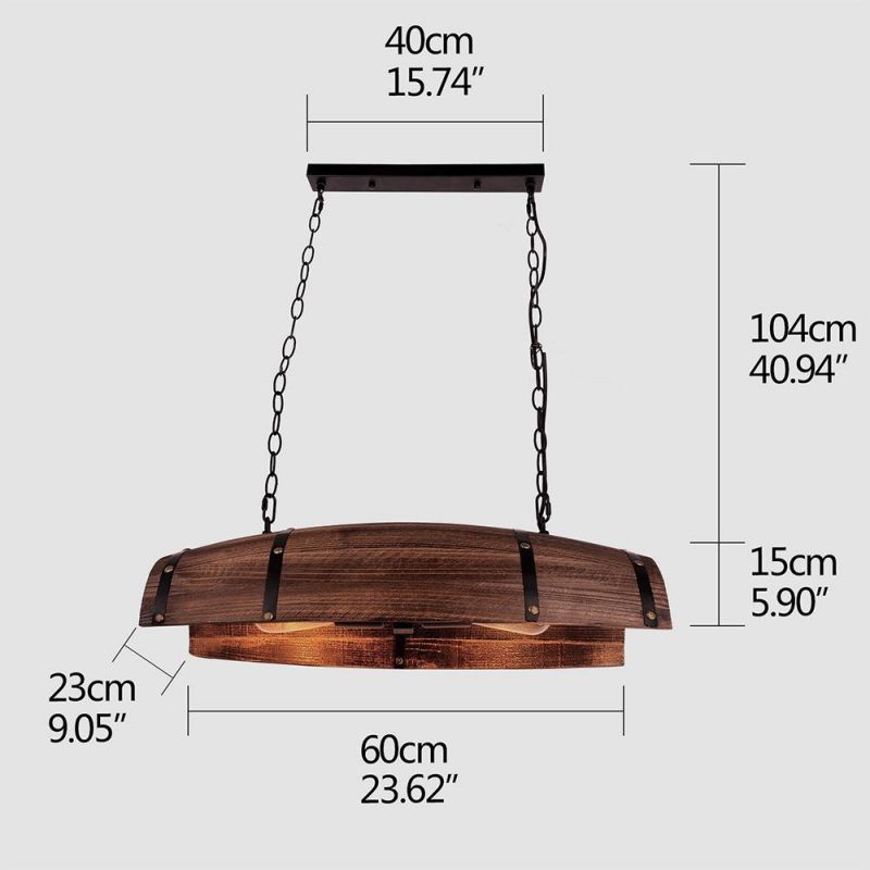 Retro Vintage Chandelier Wood Brown E27/E26 Wine Barrel Lights Chain Adjustable Decor Hotel Chandelier (WH-VP-92)
