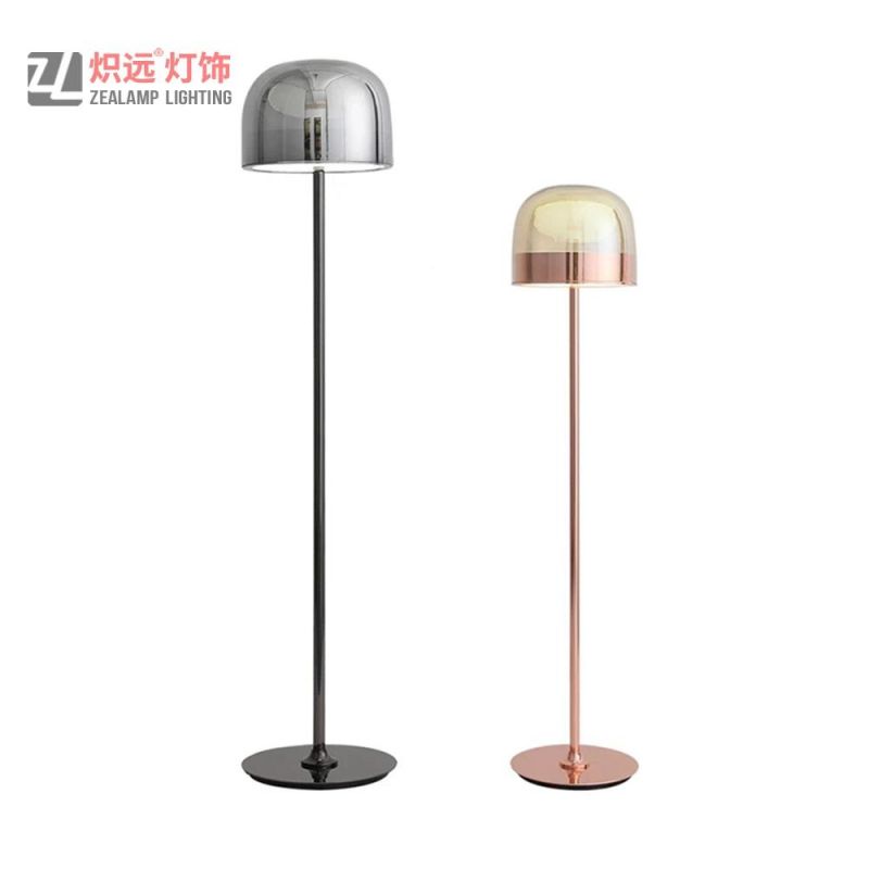 Smoky Glass Shade Standing Light Modern Floor Lamps for Cafe Shop