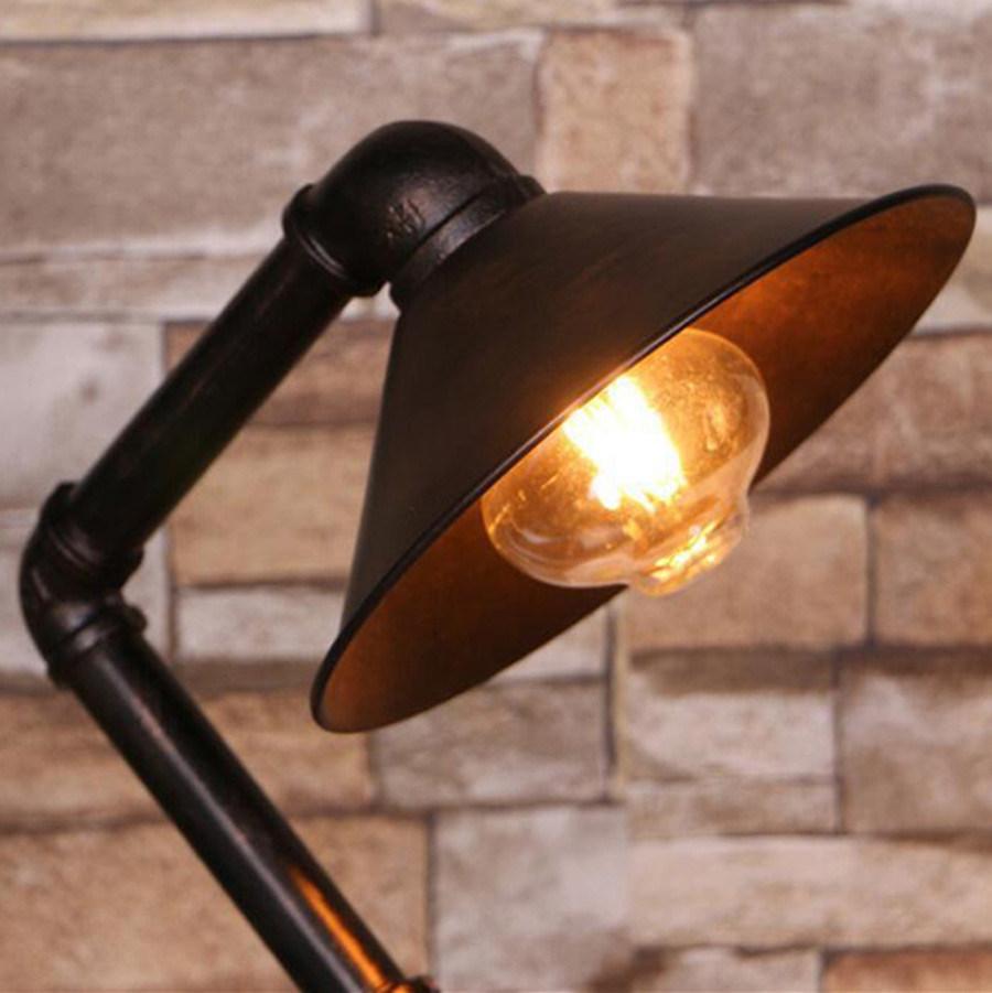 Industrial Steam Punk Study Light 110V 220V Switching E27 Table Light Water Pipe Iron Desk Table Lamp (WH-VTB-28)