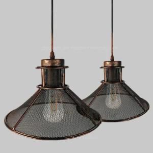 Vintage Bronze E26 Metal Cage Pendant Lights for Kitchen, Living Room