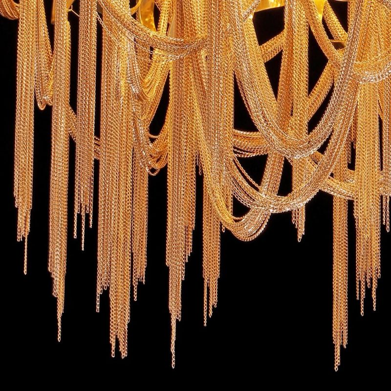 Golden Tassel Aluminum Chain Nordic Postmodern Restaurant Chandelier