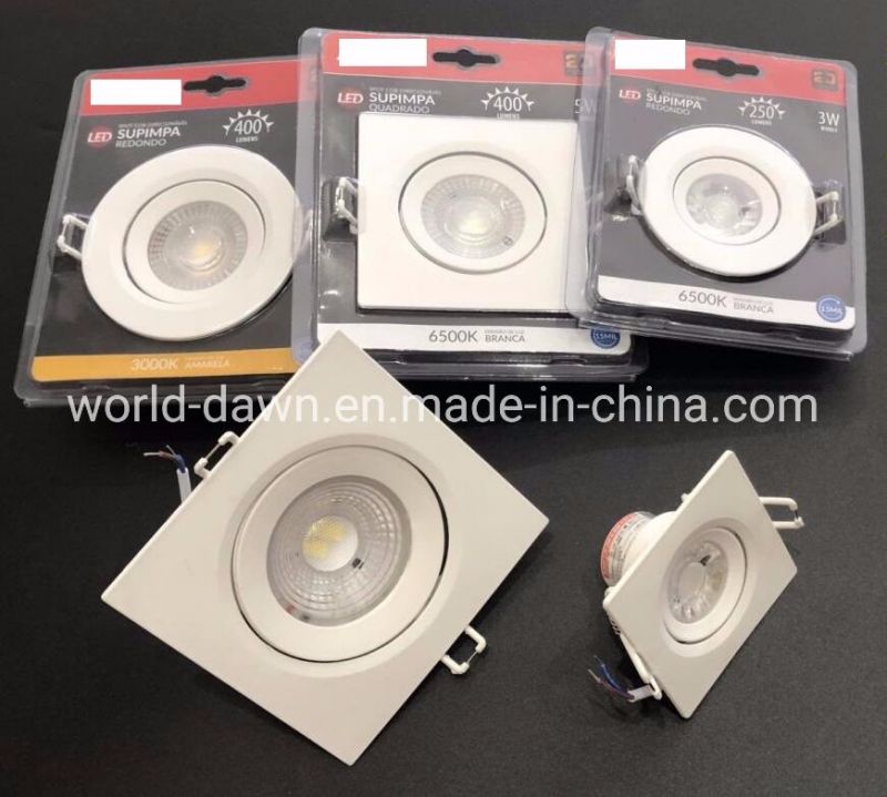Blister Packing CCT Selectable Square LED Spot Ceiling Down Light Mini Spot 3W 5W 7W LED Recessed Spotlight