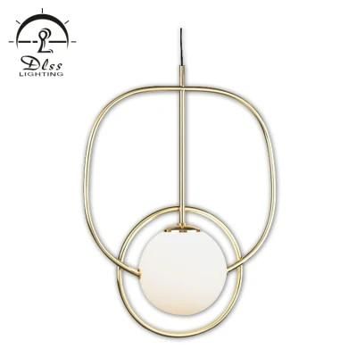 Copper Glass Round Ball Simple Hanging Pendant Lamp