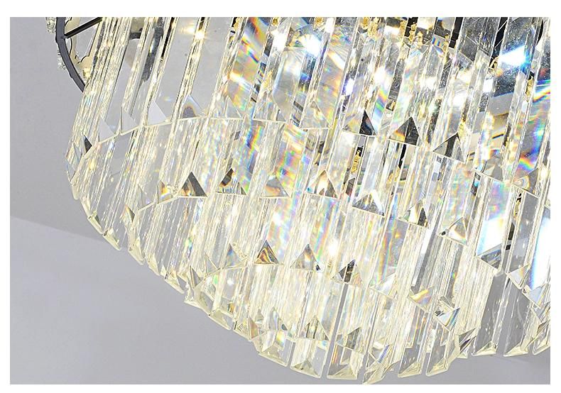 Decorative Luxury Retractable Chandelier Crystal Fancy Hidden Transparent Blade Ceiling Fan with Light