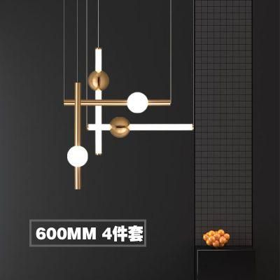 LED Geometric Line Pendant Light Nordic Metal Glass Chandelier