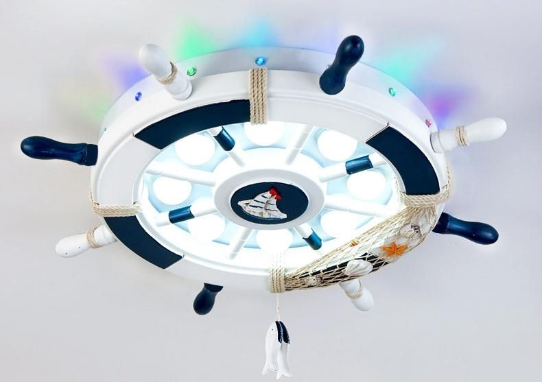 Mediterranean Sea Rudder Kids Room Nursery Lamp Home Bedroom Decor Smart Round Ceiling Light (WH-MA-171)