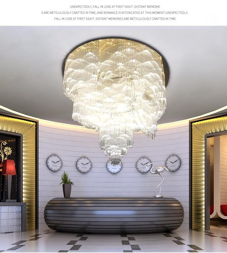 Large Lamp Stair Glass Modern Luxury Hotel Banquet Hall LED Chandelier Light