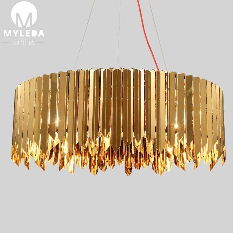 Modern Round Gold Reception LED Chandelier Lamp for Interior Projects