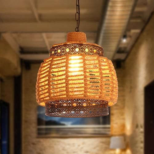 Rattan Pendant Light Kitchen Pendant Lighting Chandelier Light Hemp Rope Home Lighting