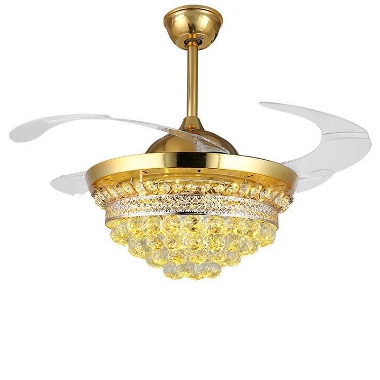 Fan 3 Layers Crystal Speed Adjustable Remote Controledl Modern Modern Ceiling Fan with LED Light with Ceiling Fan