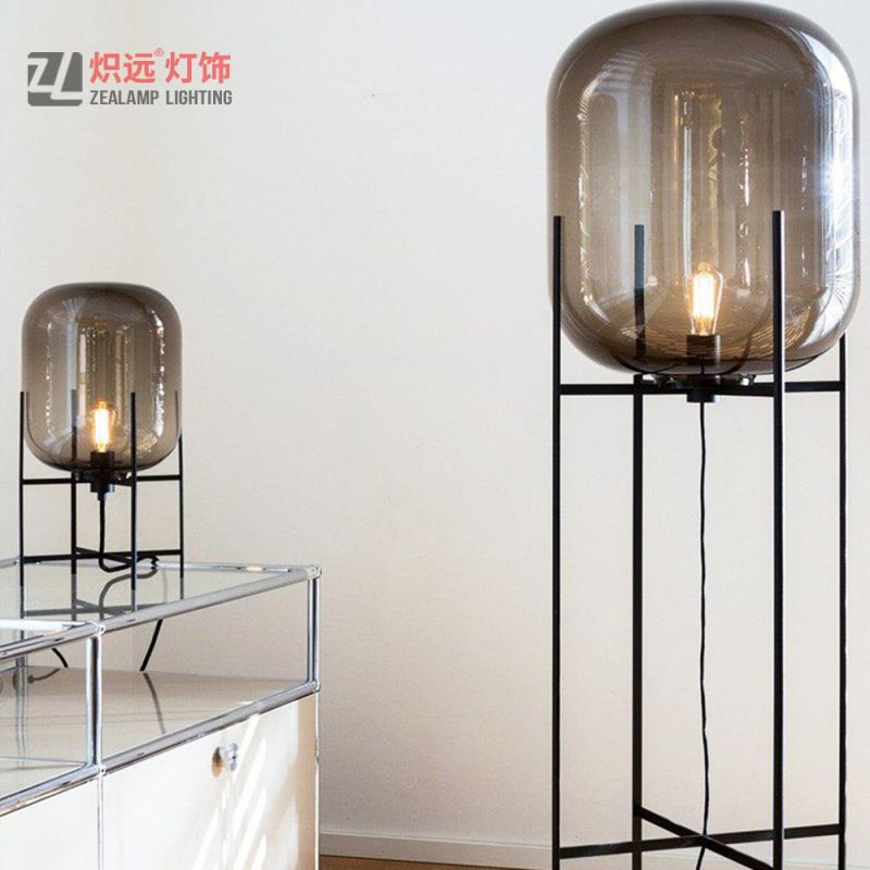 Modern Design Iron Standing Glass Shade Floor Lamp for Hotel