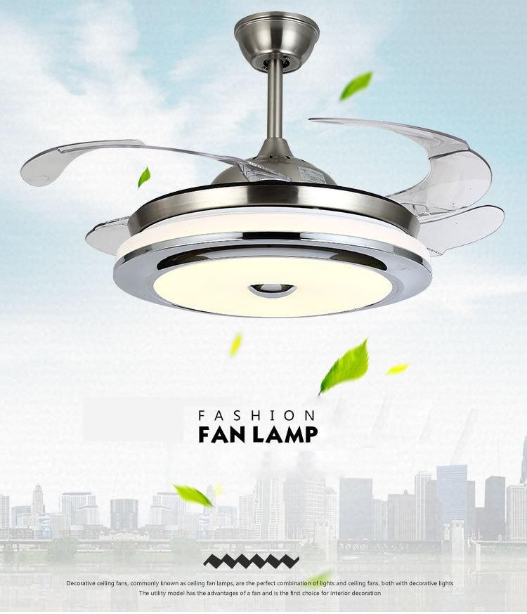 LED Ceiling Fan with Light Modern Invisible Ceiling Fan Lights LED Chandelier Fixtures