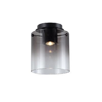 One Lite GU10 Smoke Glass Ceiling Light Matt Black