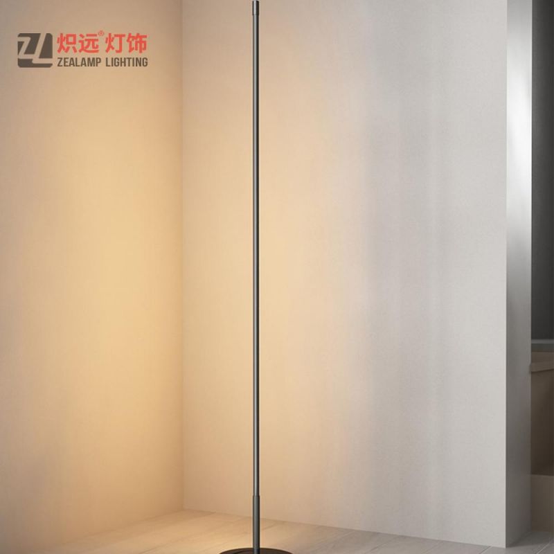 Alloy Room Vertical Black Aluminum Corner Lamp Standing LED Floor Lamp