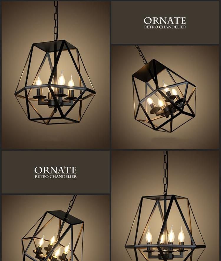 Hot Sale E14 Metal Glass Shade Black Chandelier Pendant Lighting