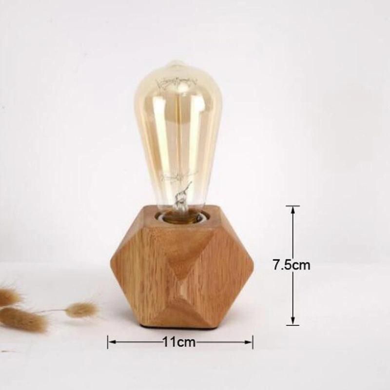 Bulb Table Lamp, Wooden Lamp Base Stand, Dimmable Nightstand Bedside Bed, Lightbulb Night Light (Bulb not included) Wbb11959