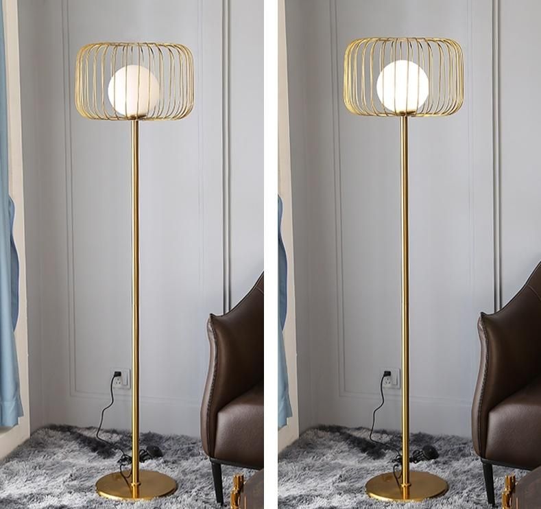 Nordic Modern Home Living Room Decoration Light Romantic Designer Stand Gold Metal Glass LED Floor Lamp