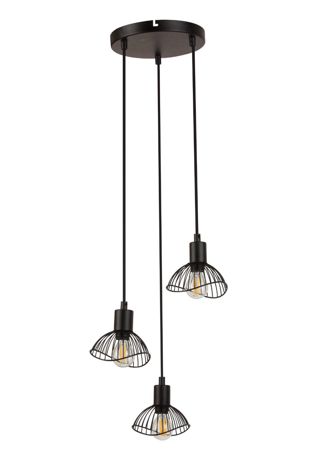 Industrial Pendant Light with Black Metal Flower Shade 1/3/5-Light Retro Chandelier Light for Dining Room Foyer Entryway