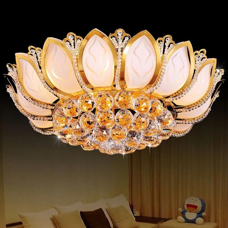 Lotus Flower Unique Crystal Ceiling Light for Sitting Room Bedroom Decorative (WH-CA-14)