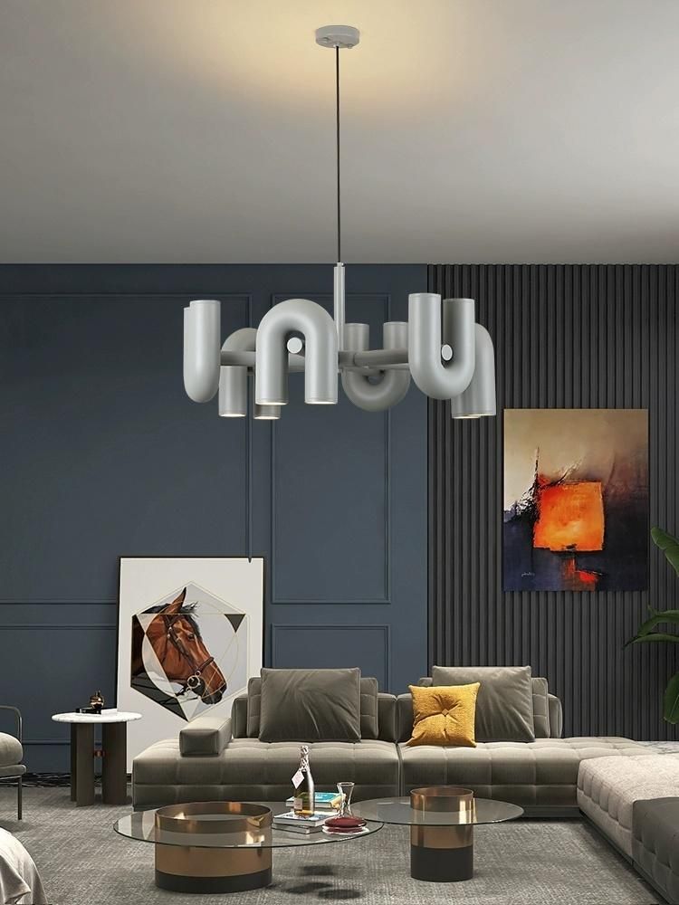 Nordic Living Room Chandelier Hotel Creative U-Shaped Bar Restaurant Personality Simple Art Designer Homestay Water Pipe Lamp Pendant Light